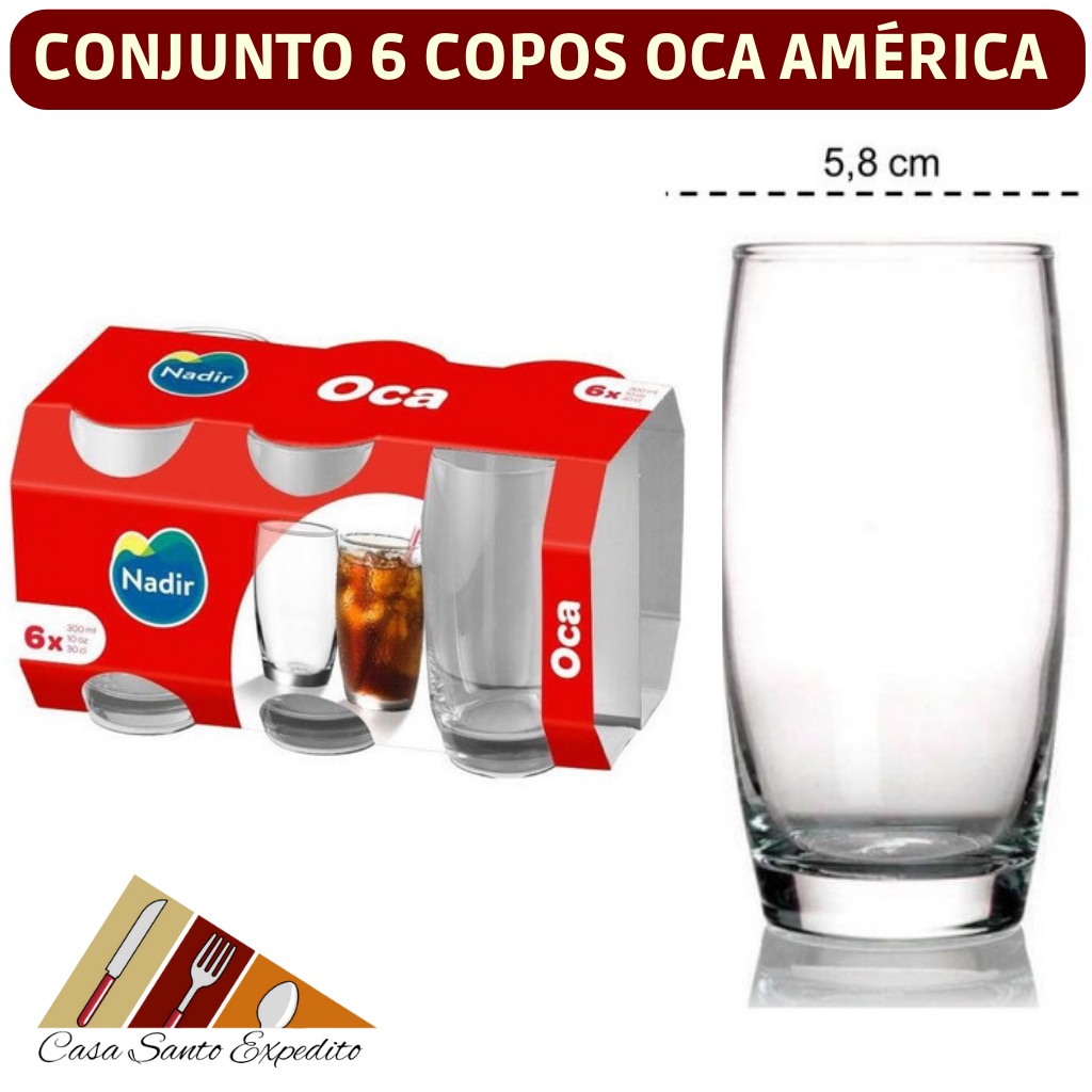 Jogo 18 Copos Chiques 300ml Paulista Drink Vidro Mesa Posta