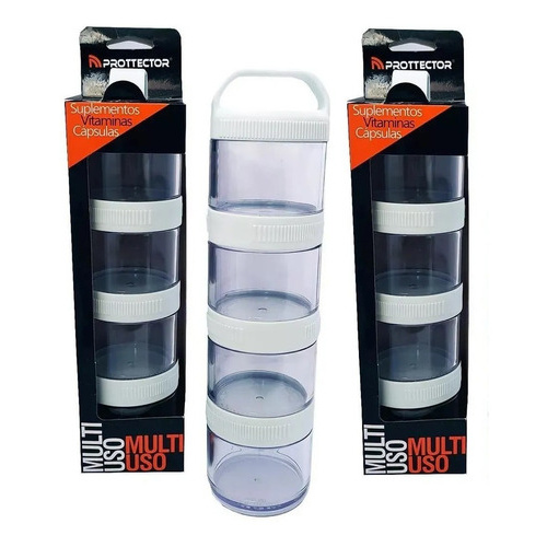 Kit 3x Estojo Porta Suplementos Pó/caps Acoplável Prottect