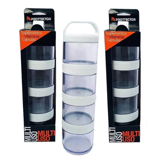 Kit 3x Estojo Porta Suplementos Pó/caps Acoplável Prottect