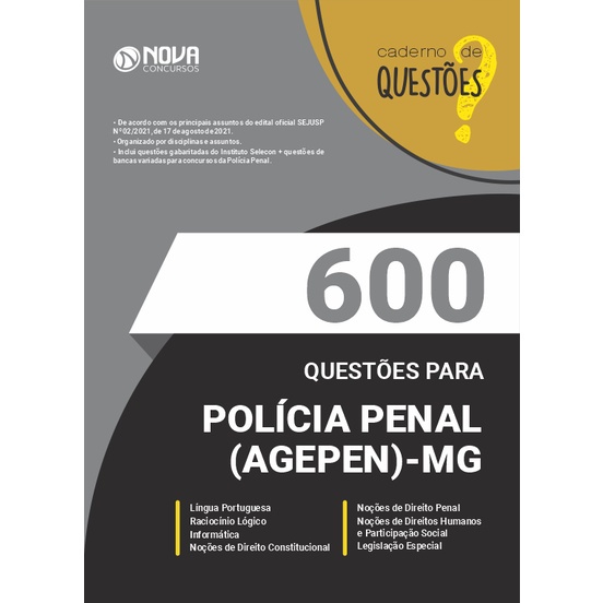 Concurso Polícia Penal MG - Legislação Especial - Questões de