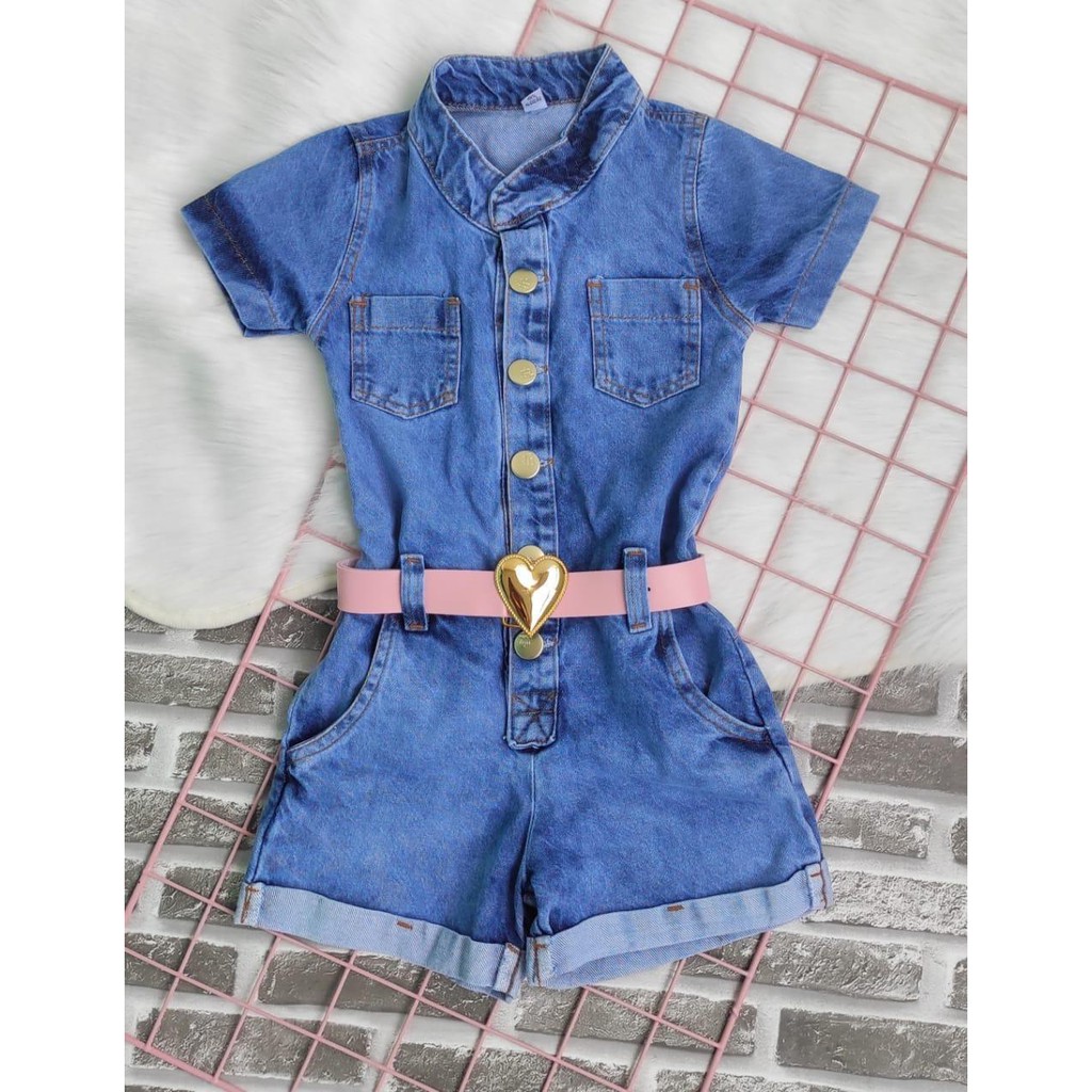 Macacão jeans best sale curto infantil