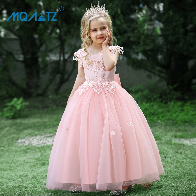 MQATZ Formal Crianças Longo Da Dama De Honra Vestido Para Meninas Traje  Floral Prom Vestidos De Princesa Menina De Casamento Festa