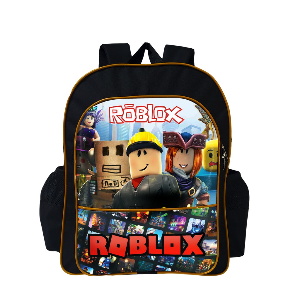 Mochilas Roblox USB para meninas e meninos, volta ás aulas na escola. São  estampas de vários desenhos de Roblox.