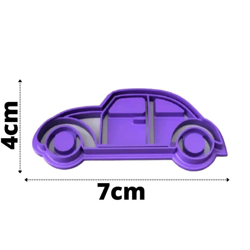 Kit Cortador Carrinho Tipo Fusca 2 Peças Confeitaria Biscuit