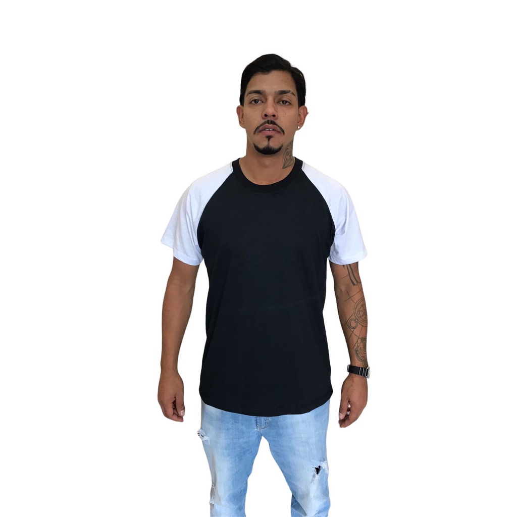 Camisa Raglan Lisa Masculina Gola Redonda | Shopee Brasil