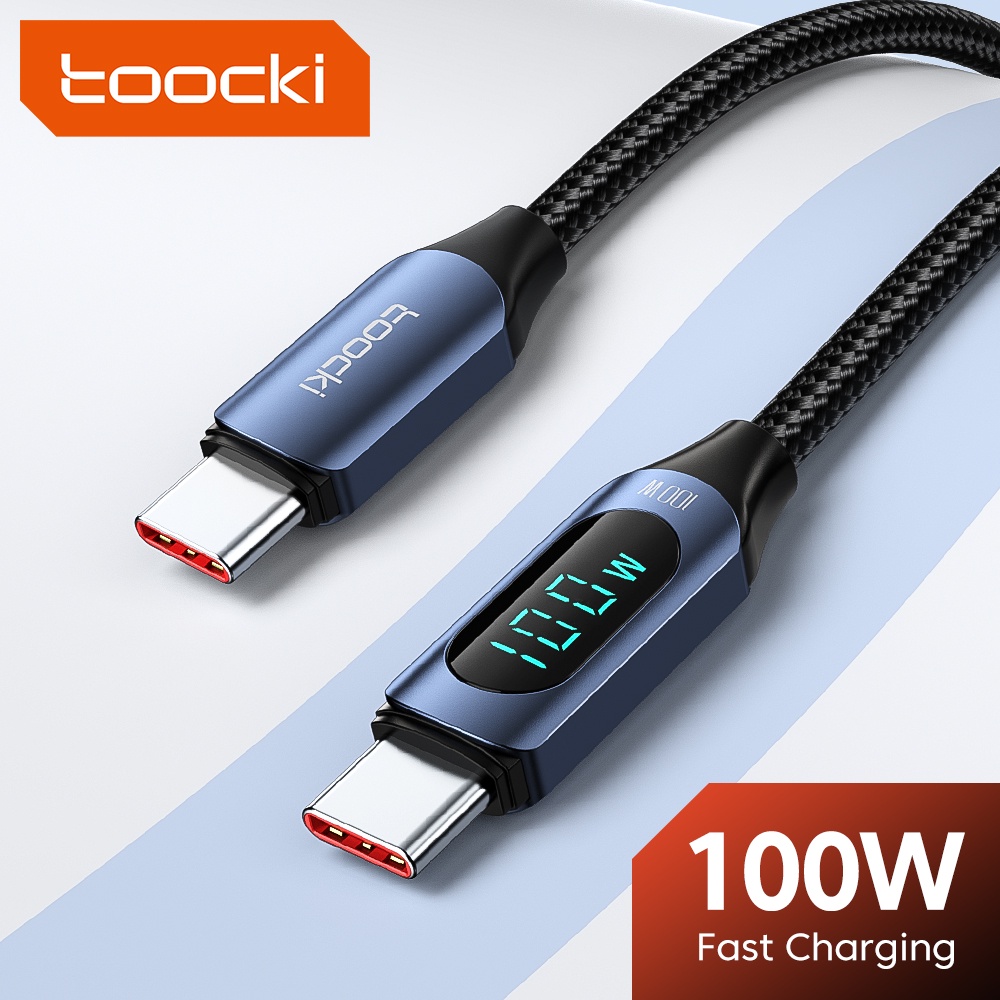 Toocki 100W QC4.0 PD USB Tipo C Para Cabo De Dados De Carga Rápida Tela Digital