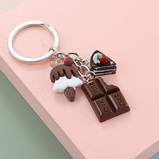 Lovely Dessert Keychain Afternoon Tea Key Ring Chaveiro De Chá Anel Sorvete Bolo De Chocolate Batata Corrente Mulher Presentes De Menina Jóias Feitas À Mão