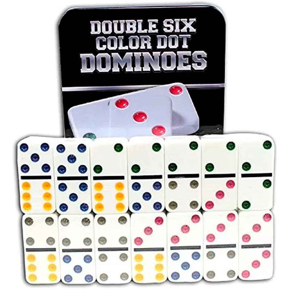 Jogo De Domino Profissional Na Lata 28 Peças Coloridos