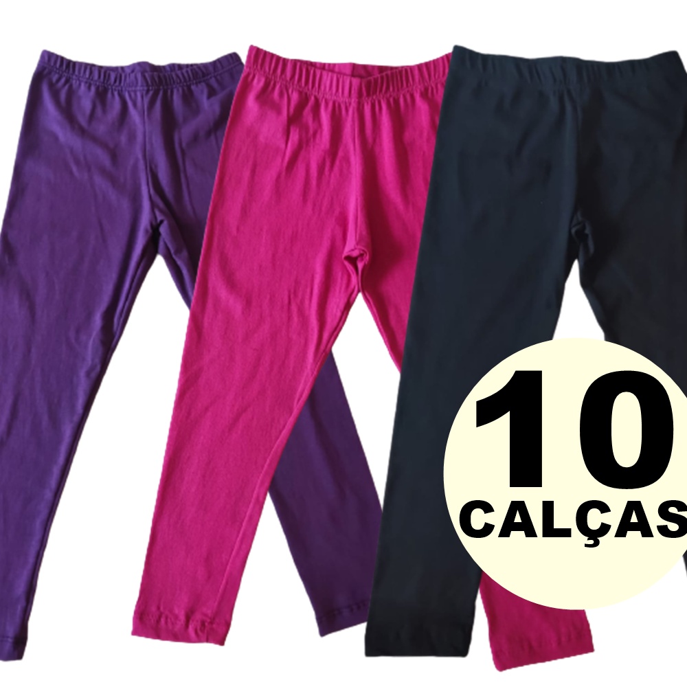 Kit 10 Calças Infantis 1 a 10 Anos para Crianças Cores Sortidas Lisas ...