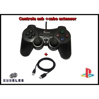 Controle Ps2 Usb Para Pc, Notebook + Cabo Extensor
