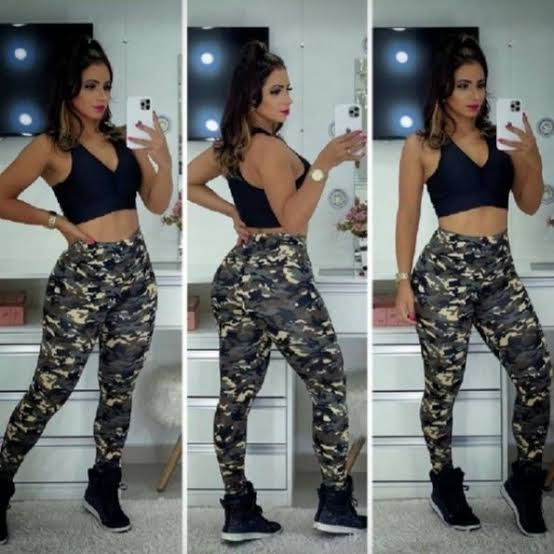 Calca legging exercito cos alto empina bumbum fitness academia calca  feminina camuflada exercito militar