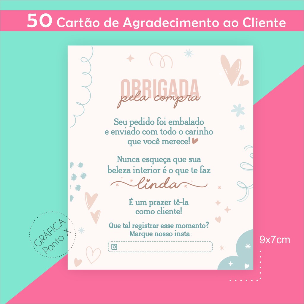 50 Cartões De Agradecimento Ao Cliente Obrigada Pela Compra Shopee Brasil 