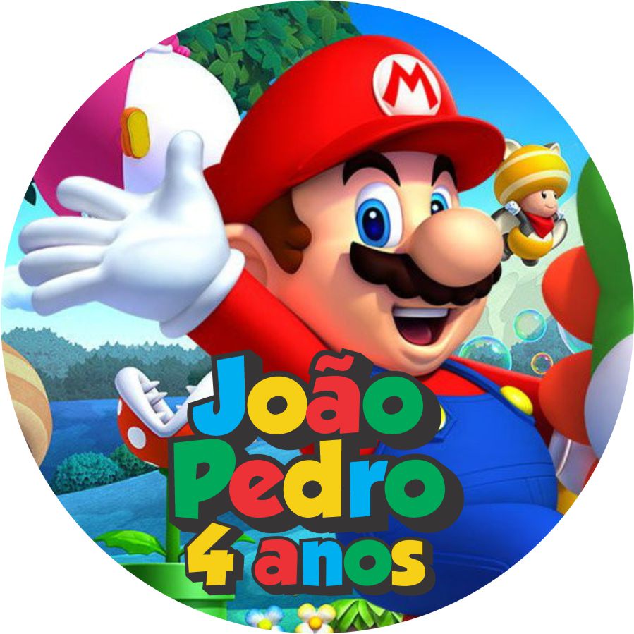 Adesivos redondo 4,5cm Super Mario Bros PERSONALIZADO para sua festa e  lembrancinhas