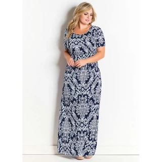 Vestido longo soltinho moda evangélica de mangas curta