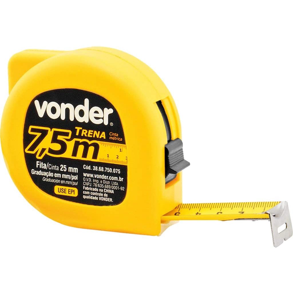Trena Aço (E) 5M X 19 Mm Econômica Vonder | Shopee Brasil