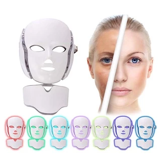 Máscara Facial De Led 7 Cores Rosto E Pescoço Fototerapia Rejuvenescimento Da Pele