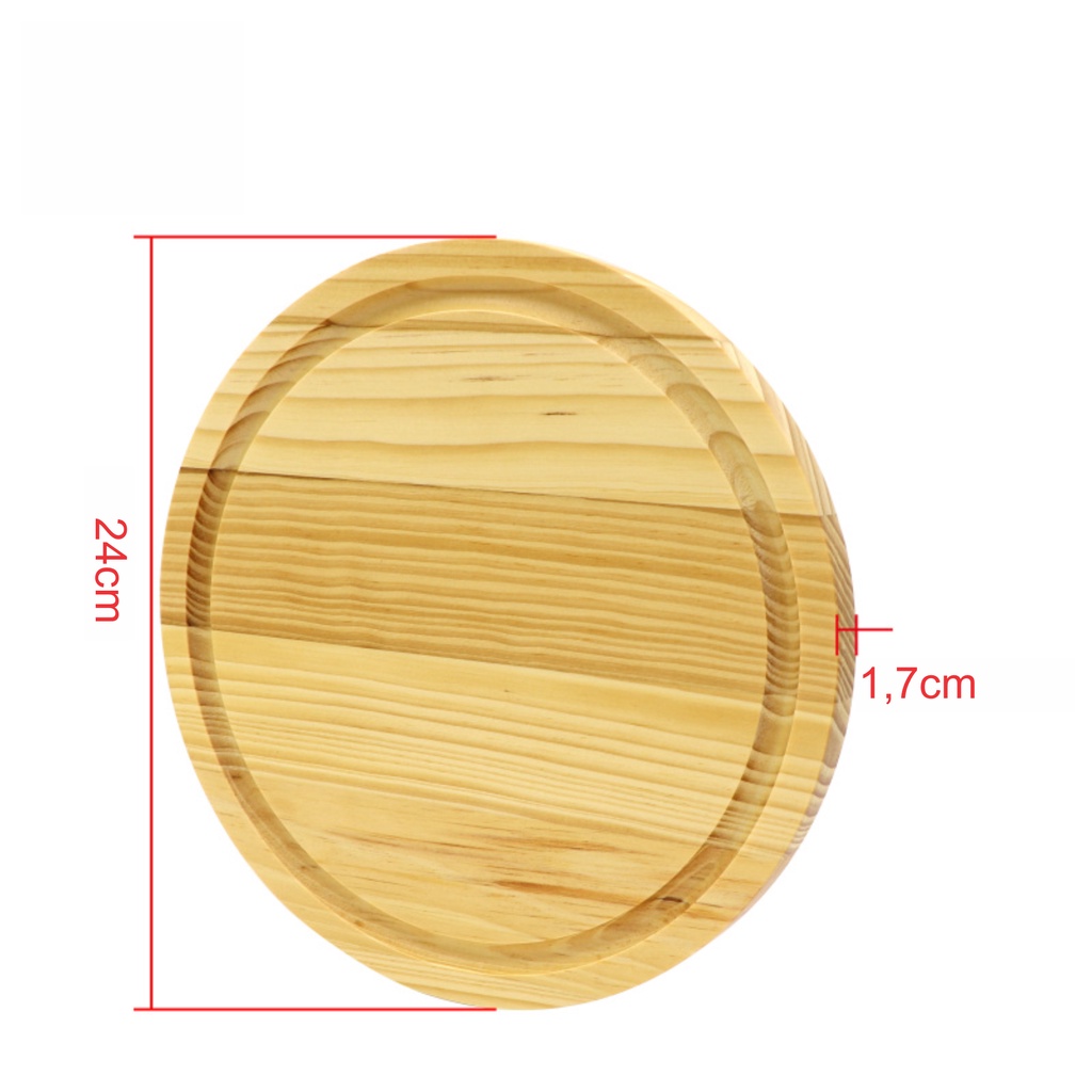 Tabua de Queijos Redonda Madeira 24 cm Bandeja Servir
