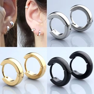 par de brinco mini argola pequeno em aço banhado dourado preto prateado não perde cor masculino feminino