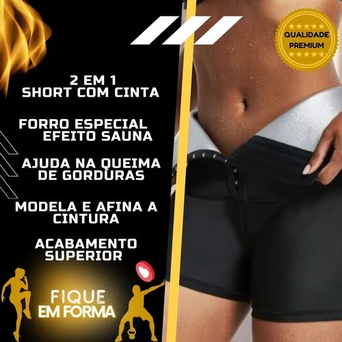 Short Com Cinta Modeladora Anticelulite Efeito Sauna