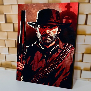 Quadro decorativo com moldura e vidro Red Dead Redemption 2 mapa