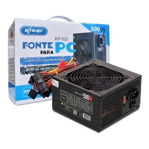 Fonte de Alimentação para Pc Gamer 500w Ultra Silencioso Bivolt Knup KP-522