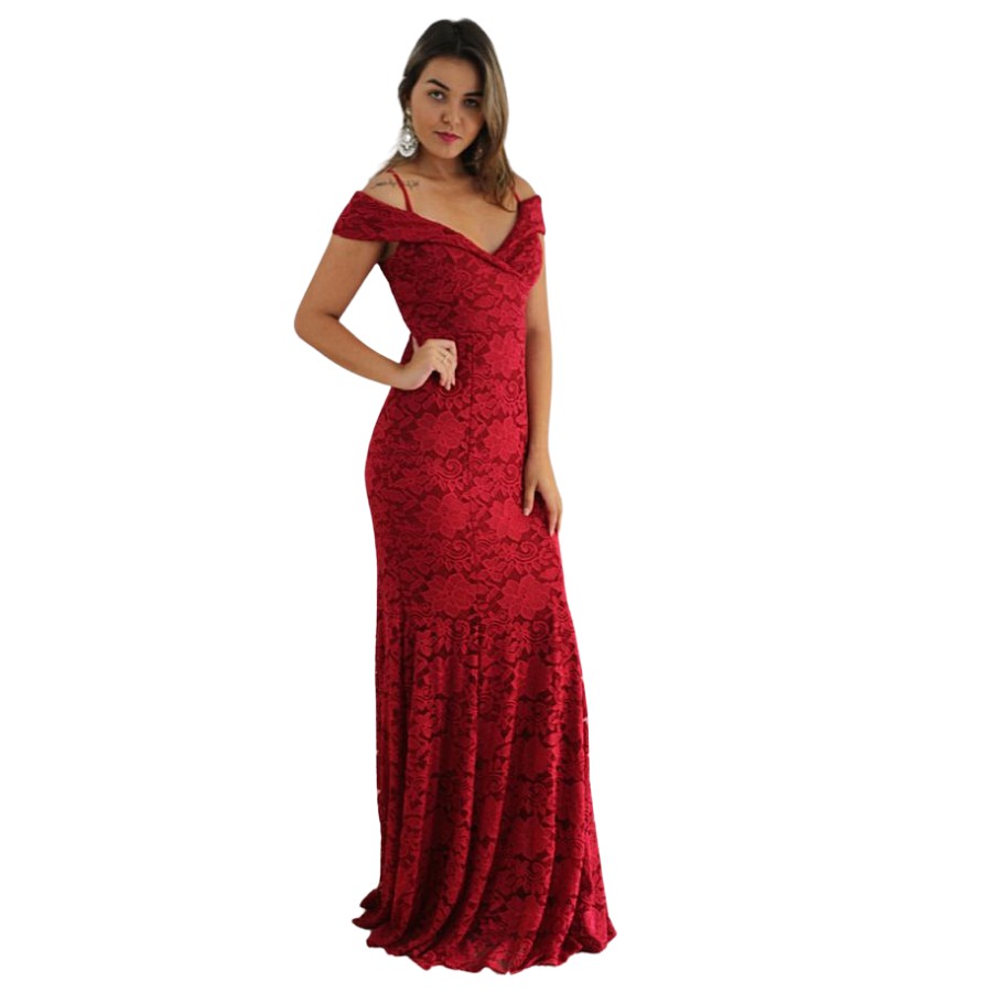 Vestidos de renda store vermelho para madrinhas