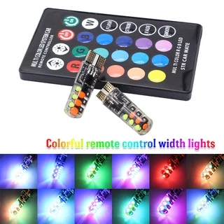 2pcs Lâmpadas + Remoto T10 Lâmpada W5W RGB LED COB Com Controle Concha De Silicone Flash Estroboscópico Colorido