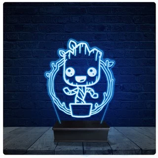 Luminária Led Acrilico Abajur - Groot Marvel 11
