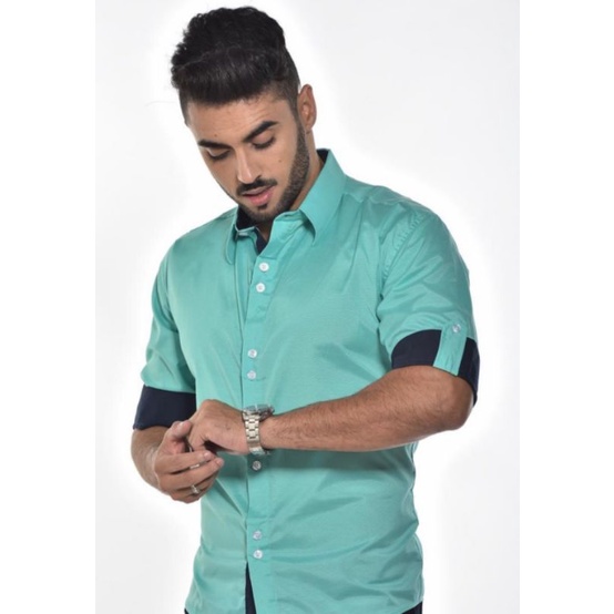 Camisa social masculina verde hot sale claro