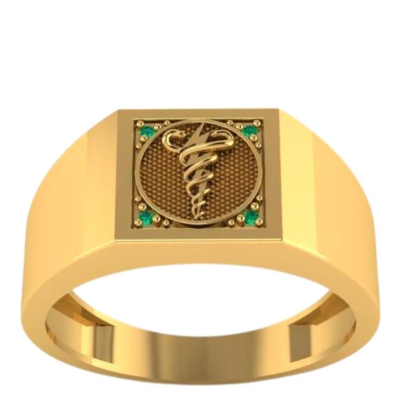 Anel de Formatura de Moeda Antiga Masculino Fisioterapia (Emblema em moeda)