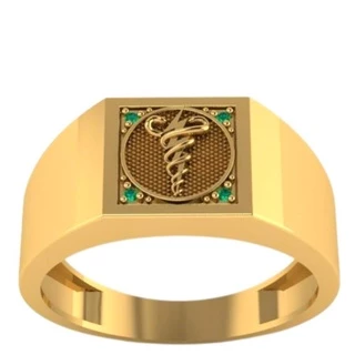 Anel de Formatura de Moeda Antiga Masculino Fisioterapia (Emblema em moeda)