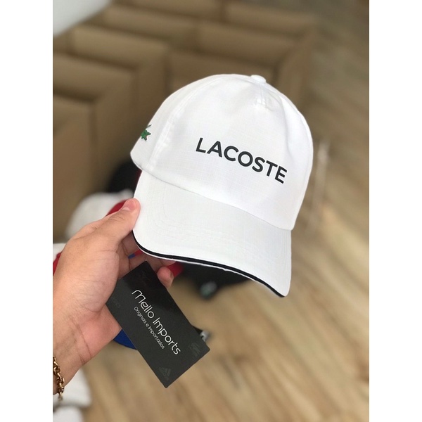 boné Lacoste Sport letreiro Branco