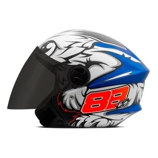 Capacete Aberto De Moto Feminino E Masculino New Liberty Three Azul Brilhante GP 88 Pro Tork