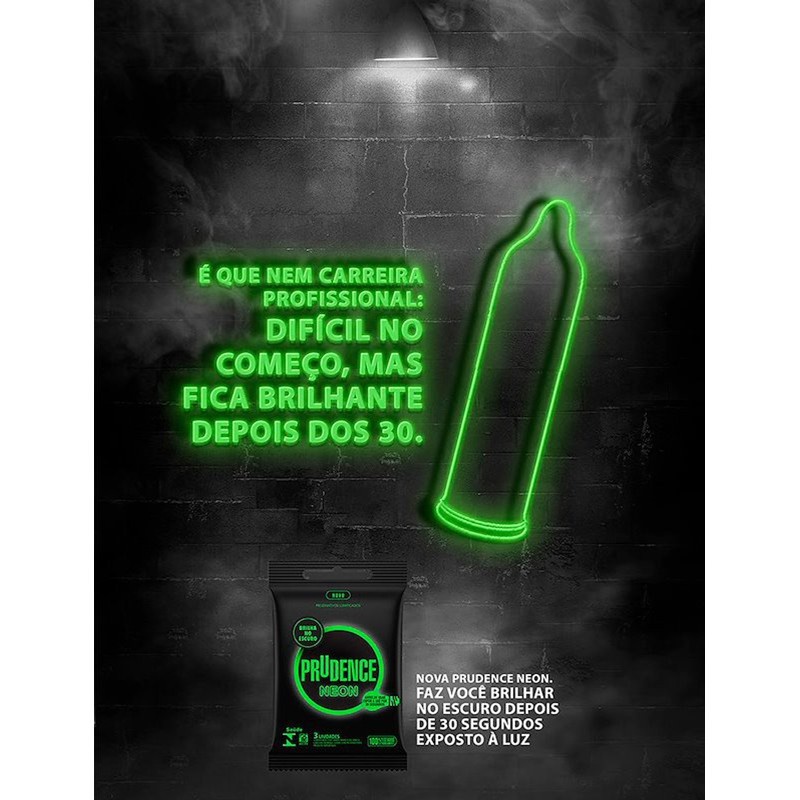 Camisinha Preservativo com 3 Neon Prudence Brilha No Escuro | Shopee Brasil