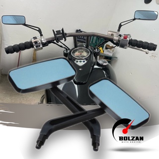 Retrovisor Retangular Moto Custom Preto o Par - LENTE AZUL