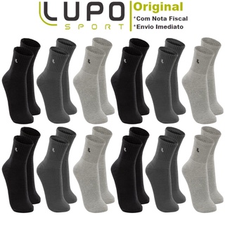 Kit Com 12 Pares Cano Médio Meias Lupo Original Algodão Unissex Masculino E Feminino