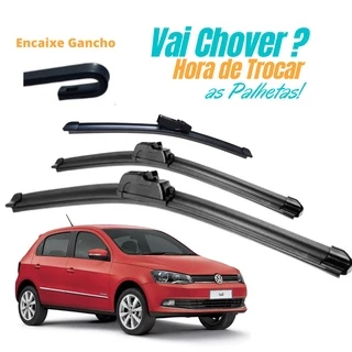 Kit Palheta Limpador Parabrisa Dianteiro + Traseiro Gol G6 Encaixe GANCHO