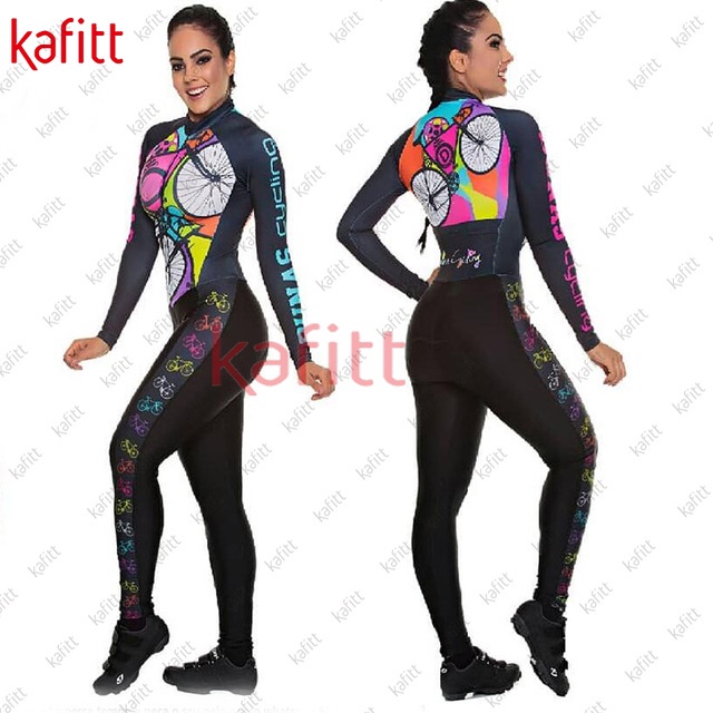 Camisa de ciclismo feminino Kafitt Gradiente com manga longa estampada  personalizada Roupa esportiva