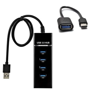 Kit Mobilador Hub 3.0 Usb 4 Portas E Cabo Otg Para Celular