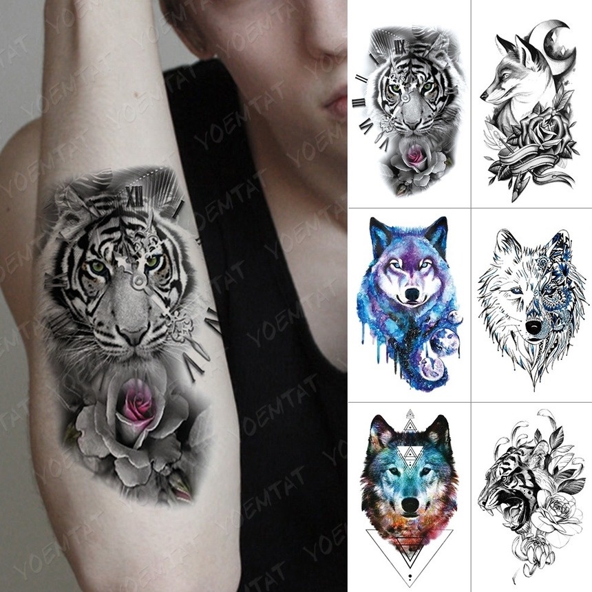 New Leão Masculino Impermeável Tatuagens De Tatuagens Braço De Braço De Mão  Legal Arte Preta Relógio De Transferência Tattoos Temporários De  Szincocomiss, $3,26