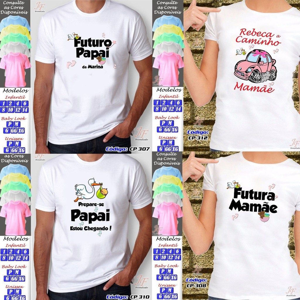 Camisa personalizada best sale mamae e papai