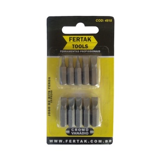 Jogo de Bits Fenda p/ Parafusadeira 10pçs Fertak