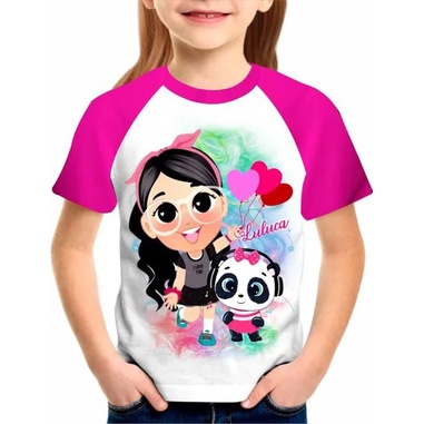 Camiseta Luluca Infantil Camisa Personagens Do Desenho Panda r Verão  Criança Presente Festa Juvenil Meninas - Rosa Pink