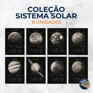 Coleção completa quadros sistema solar (20x28 cm cada) | decoração, espaço