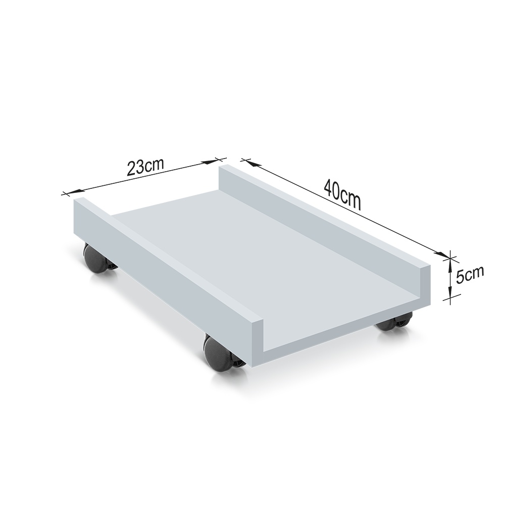 Suporte De Gabinete Cpu Computador Branco Com Rodas Em Mdf
