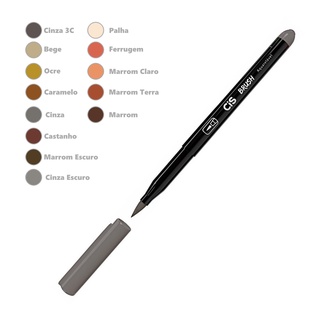 Caneta CIS Brush Pen Aquarelável - Marrons e Cinzas