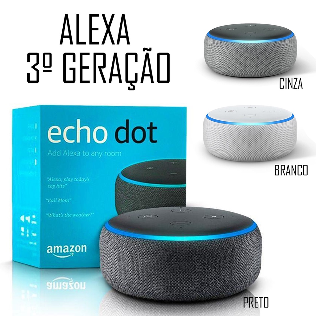 Alexa 3  Echo Dot 3rd Gen com assistente virtual Alexa charcoal  110V/240V - Escorrega o Preço