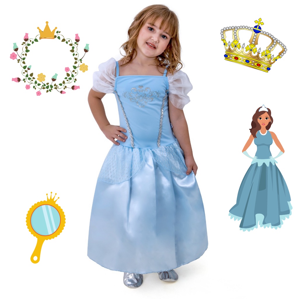 Vestido Cinderela Frozen Infantil Lindo Luxo Princesa 1 Ao 3