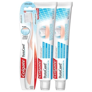 Kit C/ 2 Cremes + Escova Dental Colgate PerioGard 90g em Oferta na Shopee