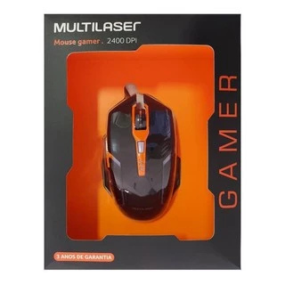 Mouse Gamer 6 Botões Multilaser Preto/Laranja